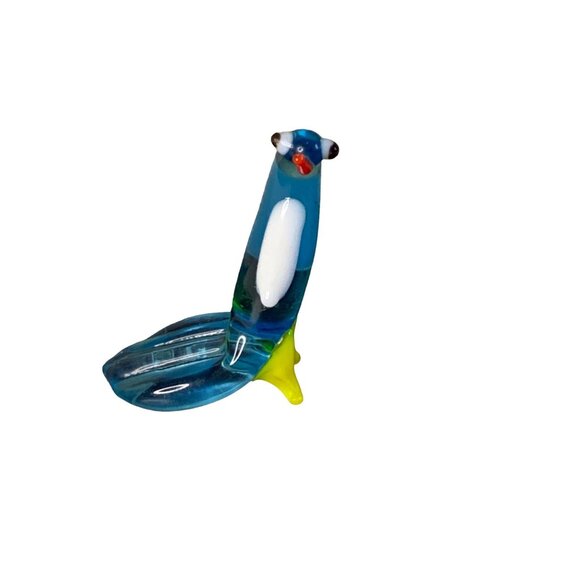 Blown Glass Blue Bird figure Vintage 2 inch tall - Picture 1 of 9